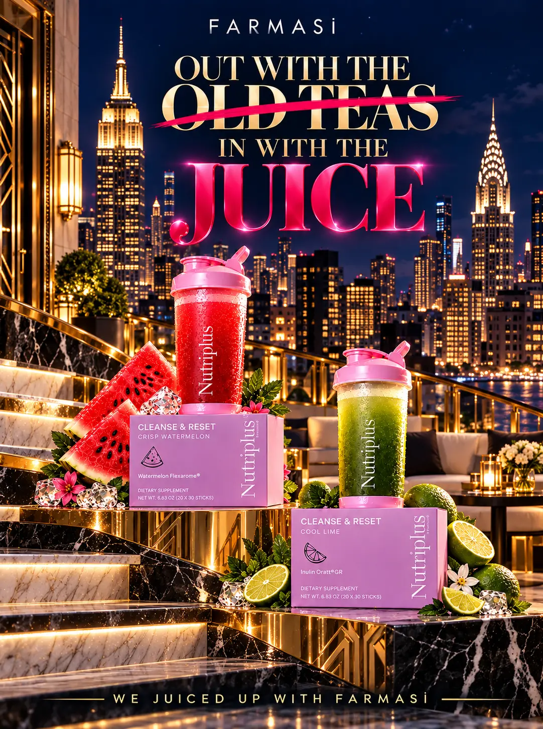 No Stomach in Your Lap campaign poster — city nights with the belly juice